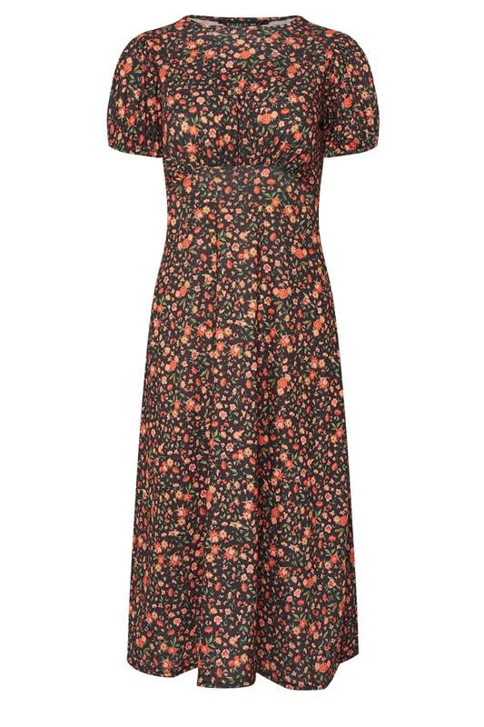 PixieGirl Petite Women's Orange Ditsy Floral Tea Dress | PixieGirl 5