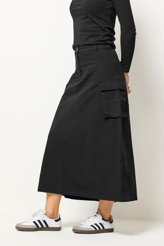 PixieGirl Petite Women's Black Cargo Maxi Skirt | PixieGirl 2