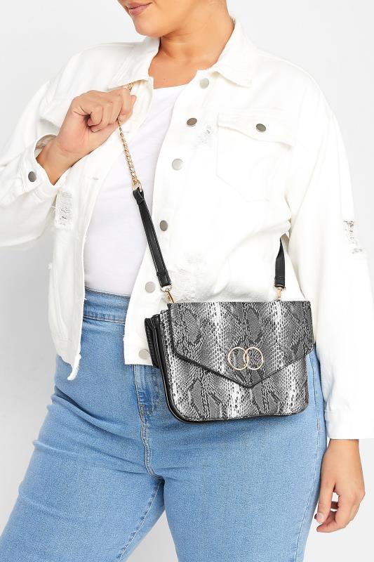  Yours Charcoal Grey Snake Print Double Circle Bag
