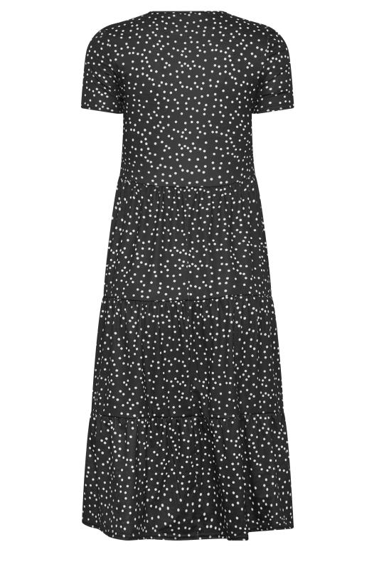 PixieGirl Black Polka Dot Tiered Midi Dress | PixieGirl 7