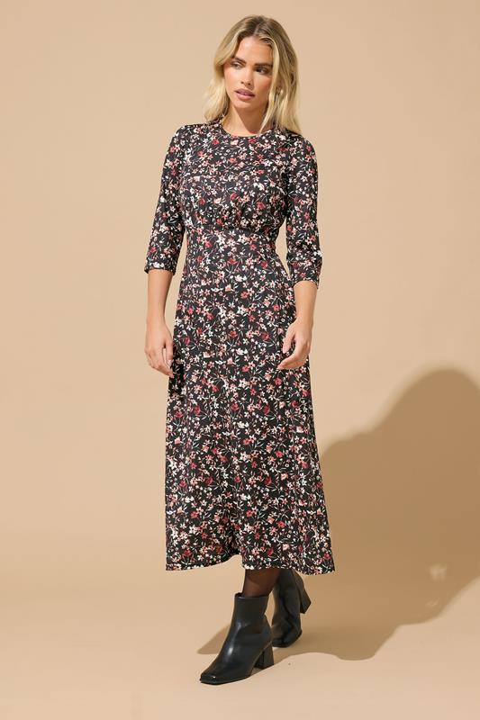  M&Co Petite Black Floral Midi Dress