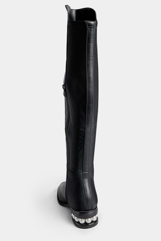 PixieGirl Black Over The Knee Pearl Boots In Standard Fit | PixieGirl 4