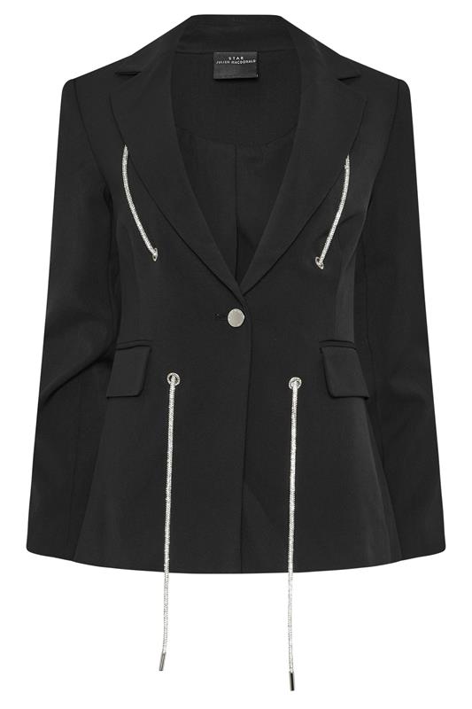  STAR Black Diamante Detail Blazer