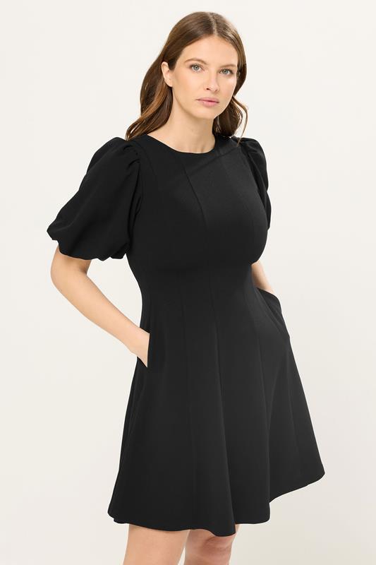  STAR Black Panelled Fit and Flare Dress