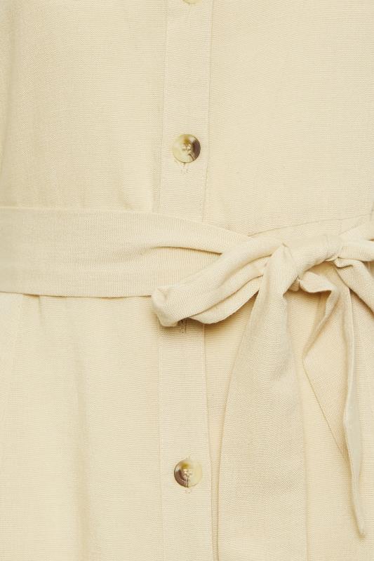 PixieGirl Petite Womens Stone Brown Linen Button Through Midi Dress | PixieGirl 6