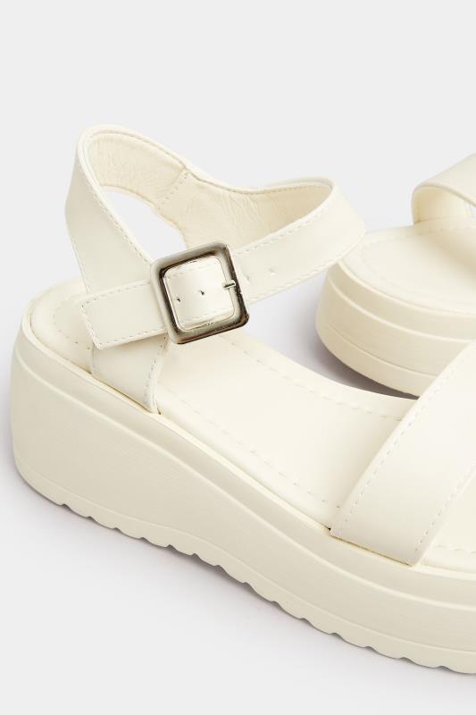 PixieGirl White Chunky Wedge Sandals In Standard Fit | PixieGirl 5