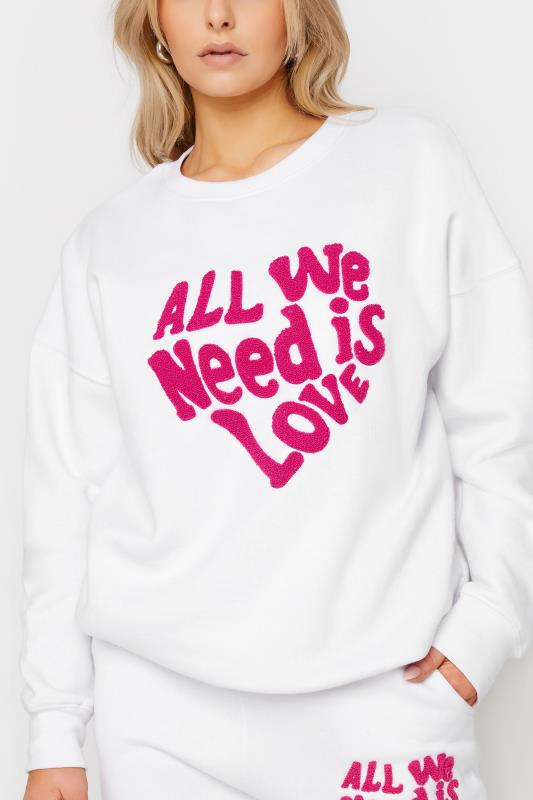 White 'All We Need Is Love' Slogan Oversized Sweatshirt | PixieGirl 4