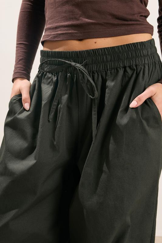 PixieGirl Petite Women's Olive Green Poplin Cuffed Trousers | PixieGirl 4