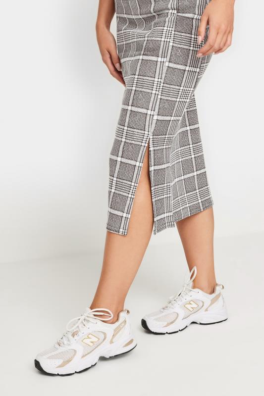 Petite Black & Grey Check Stretch Midi Skirt | PixieGirl 4