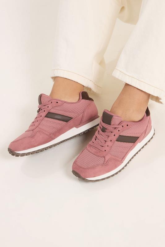 Pink Colourblock Trainers In Extra Wide EEE Fit