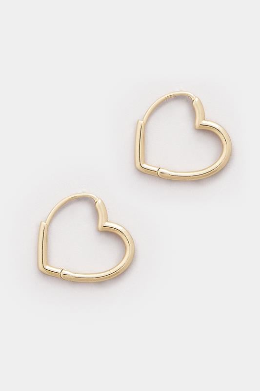 Gold Tone Heart Shape Hoop Earrings | Yours Clothing 2