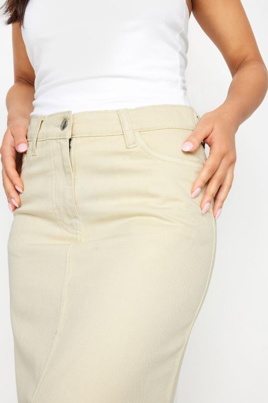 PixieGirl Petite Women's Natural Brown Denim Split Maxi Skirt | PixieGirl  5