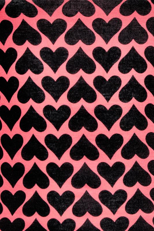 Petite Black & Pink Heart Print Square Neck Top | PixieGirl 5