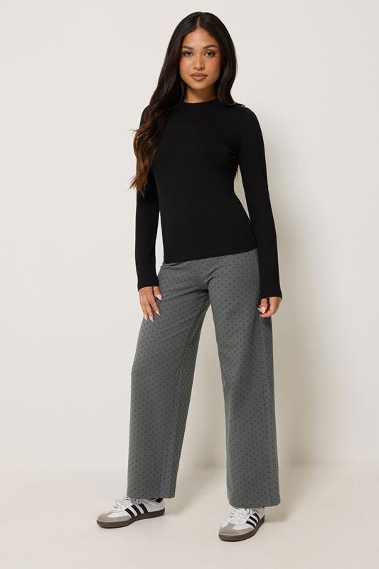  PixieGirl Petite Grey Polka Dot Wide Leg Yoga Pants