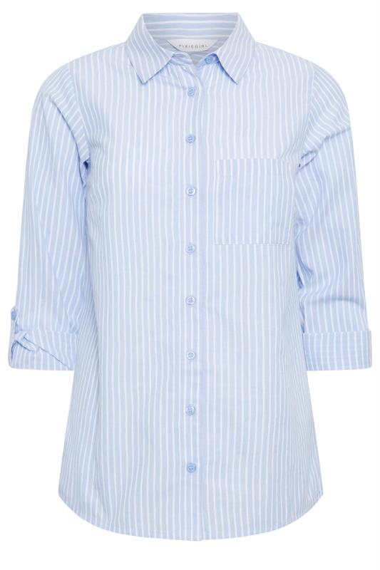 Petite Grey Stripe Print Collared Shirt | PixieGirl 5