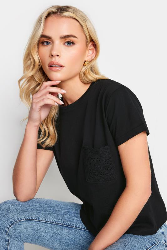 PixieGirl Black Crochet Pocket Short Sleeve T-Shirt | PixieGirl  5
