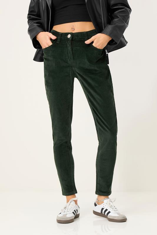 PixieGirl Petite Women's Khaki Green Cord Skinny Jeans | PixieGirl 2