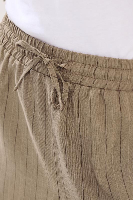 PixieGirl Petite Women's Natural Brown Stripe Pull On Wide Leg Trousers | PixieGirl 4