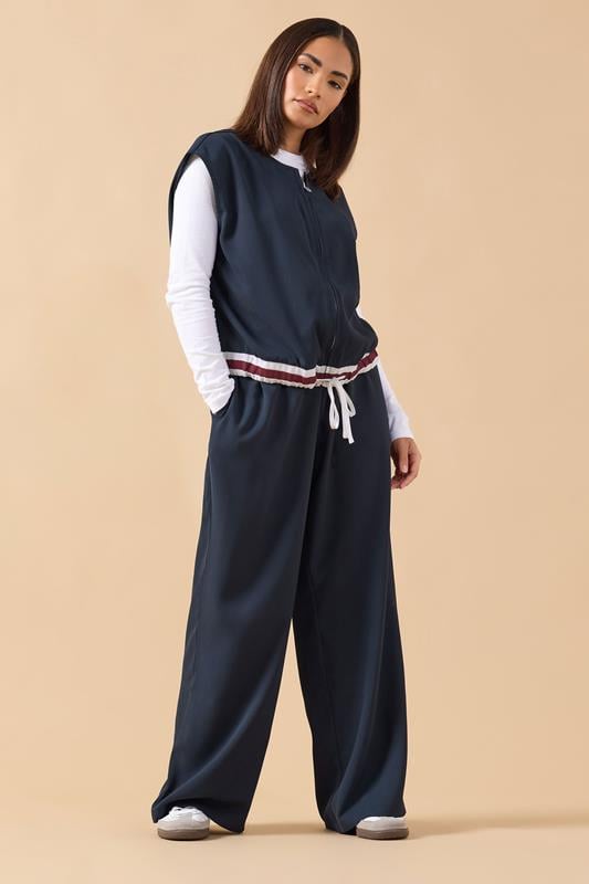 PixieGirl Petite Women's Navy Blue Contrast Sleeveless Jacket Top | PixieGirl 2