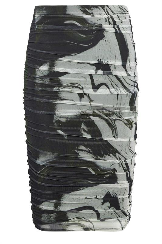 PixieGirl Petite Black Abstract Print Ruched Mesh Skirt | PixieGirl  5
