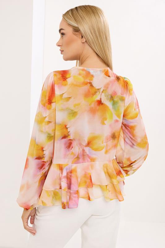 STAR Orange Abstract Frill Hem Blouse | StarByJM 3