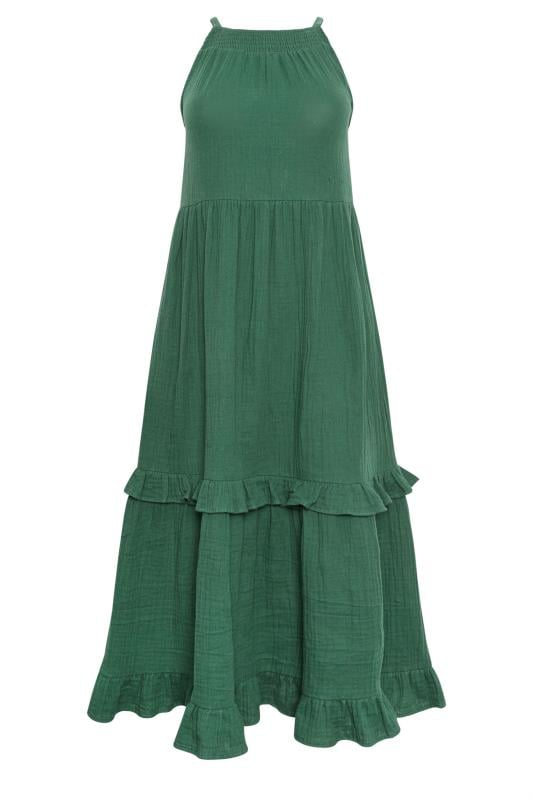 PixieGirl Petite Women's Green Halter Neck Tiered Maxi Dress | PixieGirl 6
