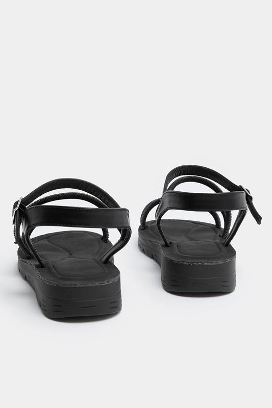 Black Glitter Comfort Sandals In Extra Wide EEE Fit | Yours Clothing 4
