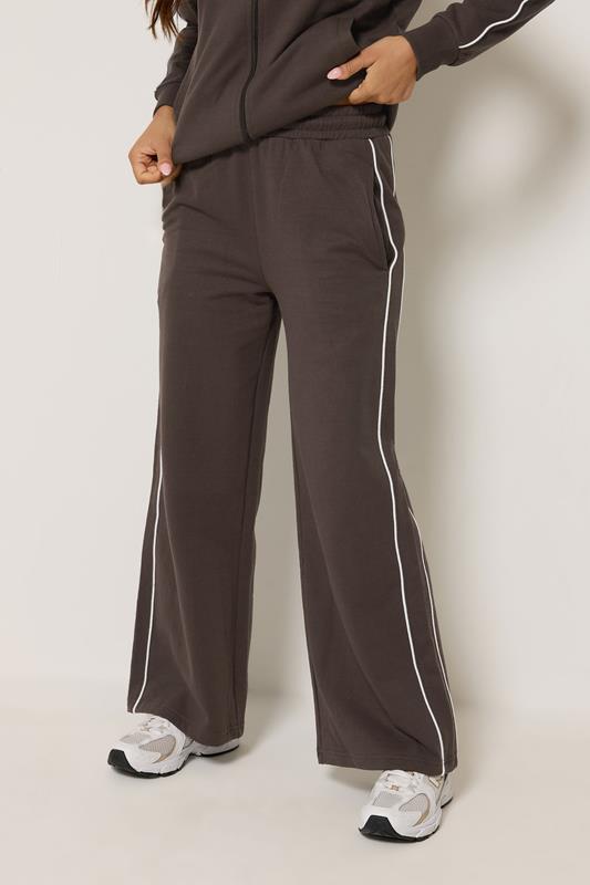 PixieGirl Petite Women's Chocolate Brown Contrast Jogger | PixieGirl 1