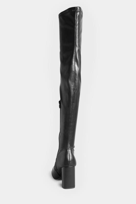 PixieGirl Petite Black Over The Knee Heeled Boots In Standard D Fit | PixieGirl 4