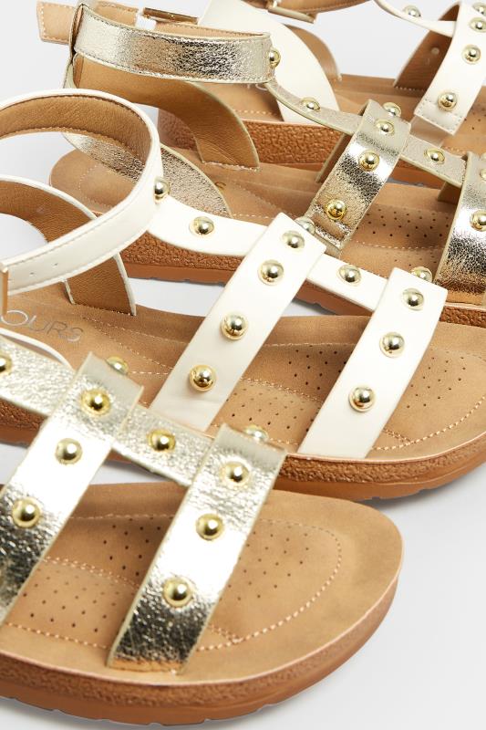 Cream Studden Gladiator Sandals In Extra Wide EEE Fit | Yours Clothing  6