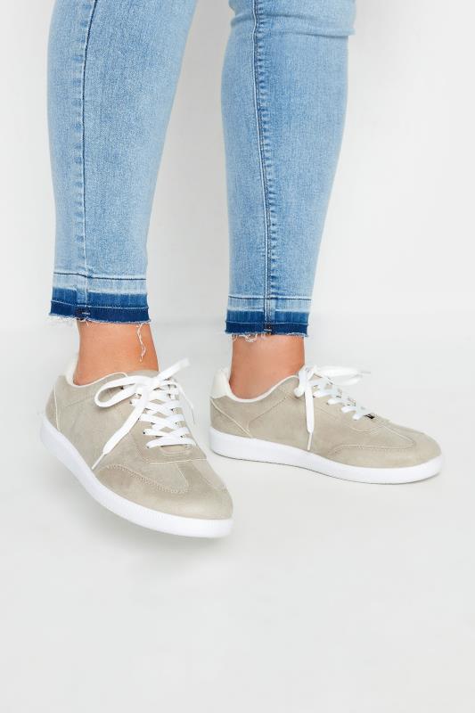 Grey Retro Trainers In Extra Wide EEE Fit | Yours Clothing 1