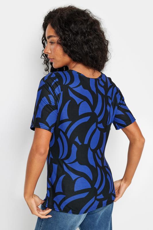 M&Co Petite Black & Blue Square Neck Top | M&Co 2