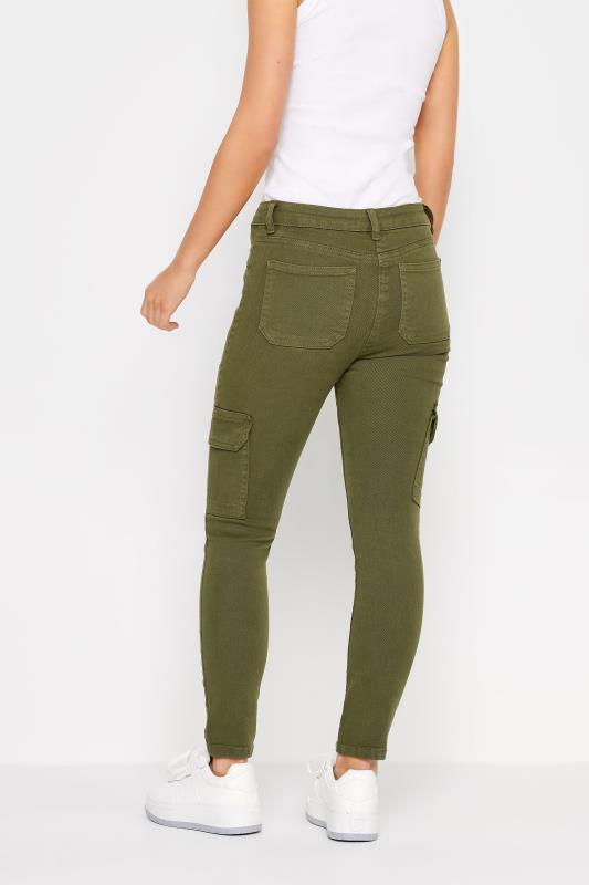 PixieGirl Petite Womens Khaki Green Pocket Detail Cargo Skinny Jeans | PixieGirl 4