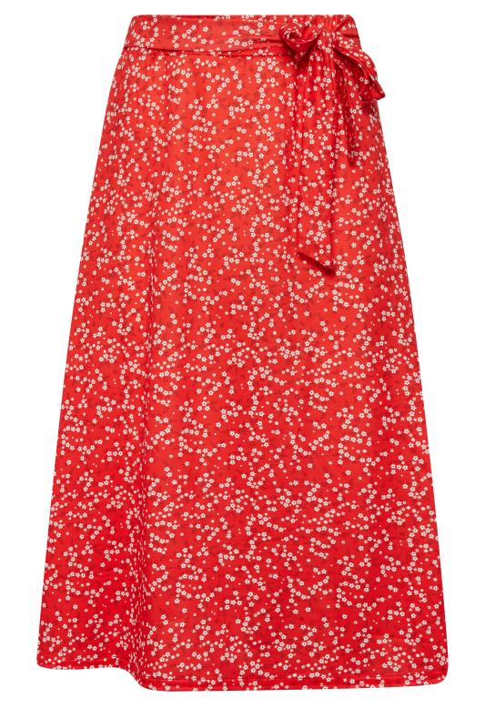 PixieGirl Red Ditsy Floral Midi Skirt | PixieGirl 5