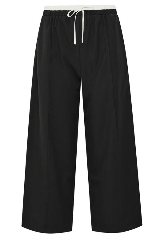 PixieGirl Petite Women's Black Contrast Pintuck Wide Leg Trousers | PixieGirl 5