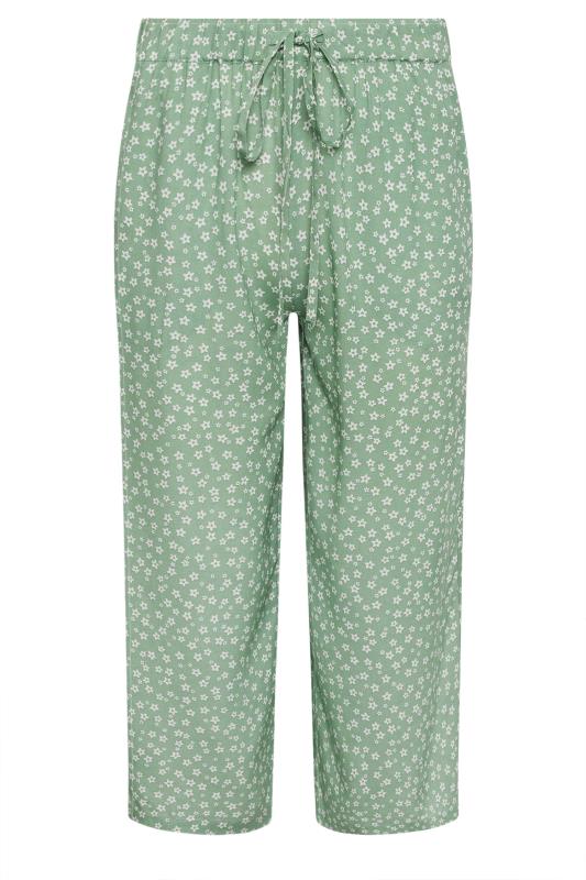 PixieGirl Petite Women's Sage Green Ditsy Floral Print Cropped Trousers | PixieGirl 5