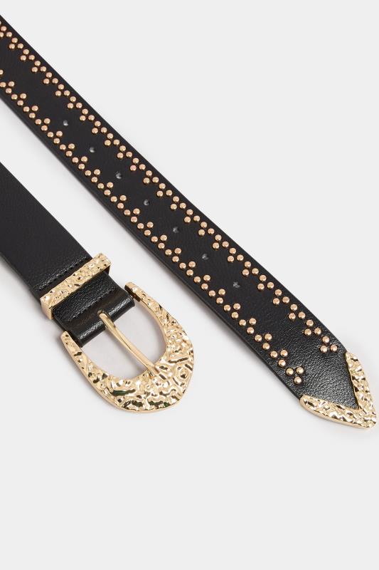 Black Studded Textured Buckle Belt | Yours Clothing 4