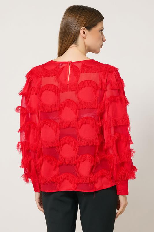 STAR Red Jacquard Spot Blouse | StarByJM 5