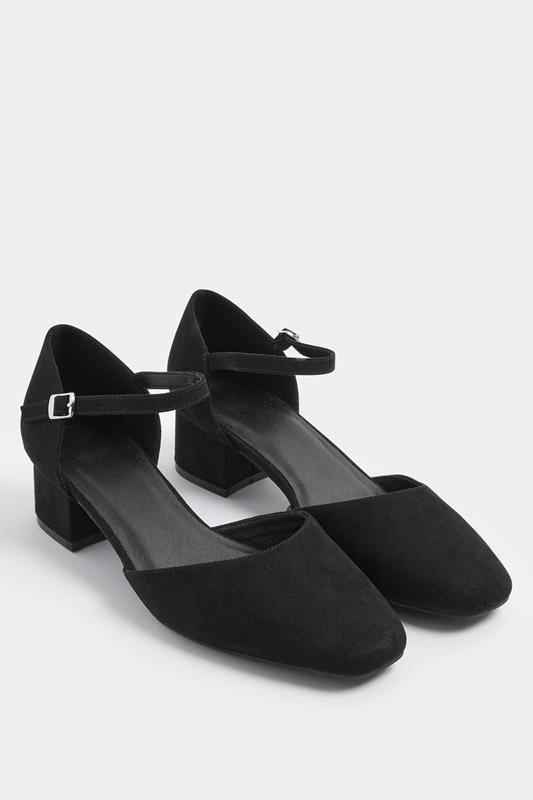 Black Square Toe Block Heels In Wide E & Extra Wide EEE Fit | Yours Clothing 1