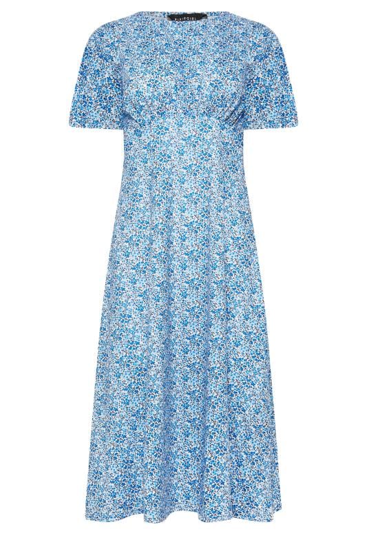 PixieGirl Petite Womens Light Blue Ditsy Floral Print Midi Dress | PixieGirl 6