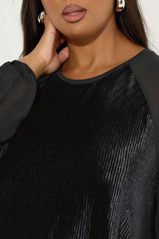 YOURS Plus Size Black Crinkle Velour Top | Yours Clothing 4