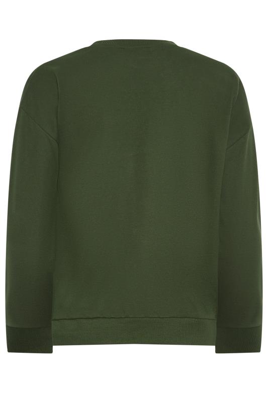 Petite Khaki Green Crew Neck Sweatshirt | PixieGirl 8