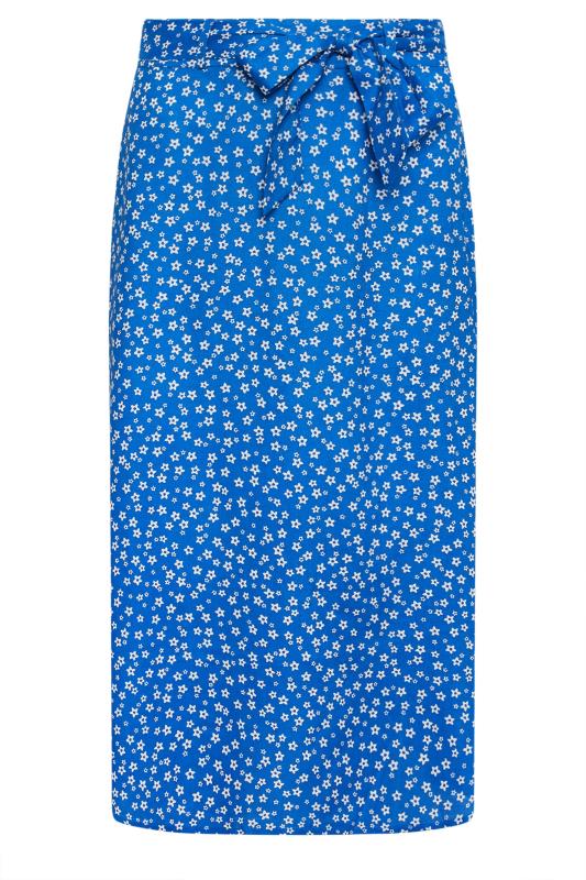 PixieGirl Petite Women's Blue Ditsy Floral Print Midi Skirt | PixieGirl 5