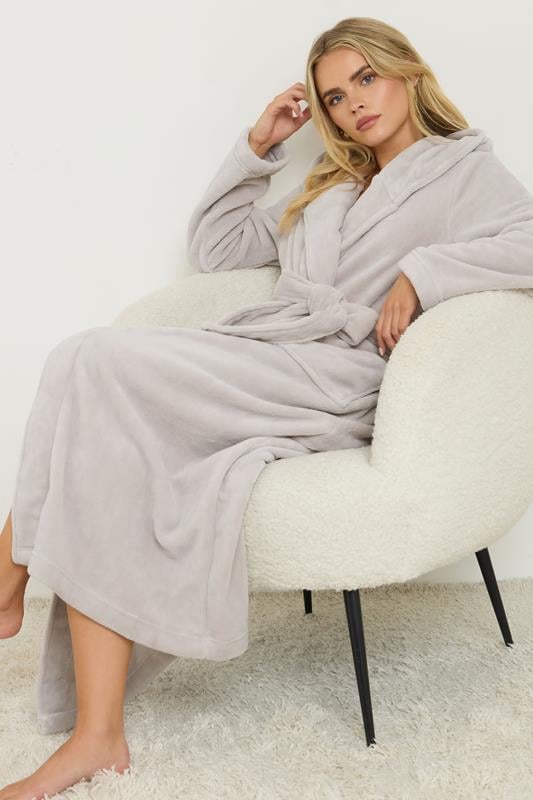 Petite  PixieGirl Petite Stone Brown Luxury Soft Fleece Dressing Gown