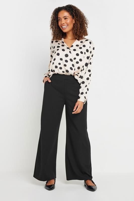 M&Co Black Stretch Scuba Wide Leg Trousers | M&Co 1
