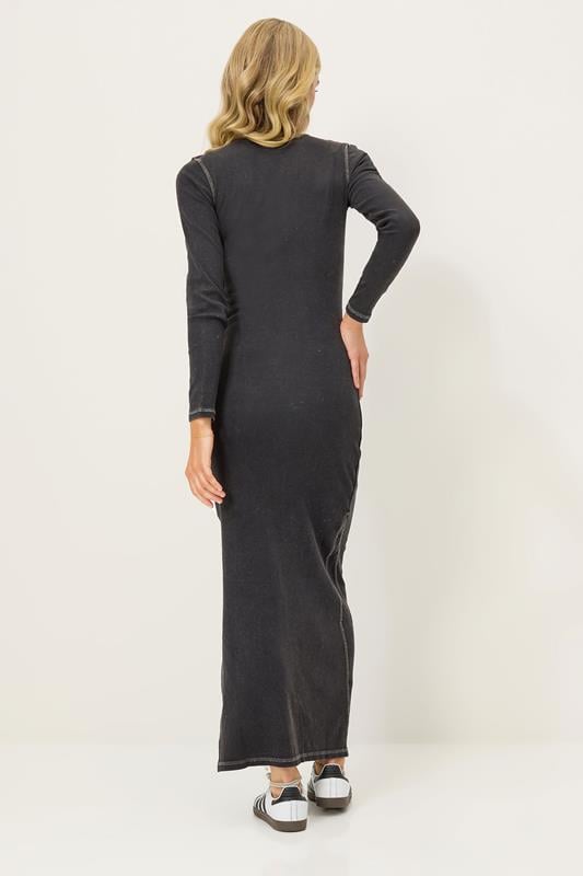 PixieGirl Petite Women's Grey Wash Contrast Stitch Maxi Dress | PixieGirl 3