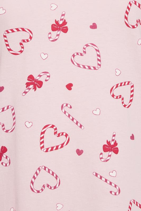 PixieGirl Petite Pink Candy Cane Heart Print Nightdress | PixieGirl  5