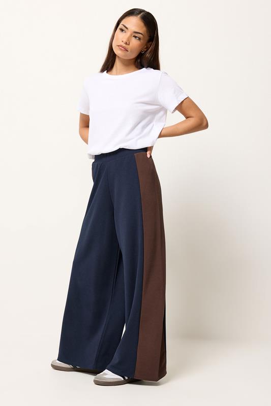  PixieGirl Petite Navy Blue Side Panel Wide Leg Trousers