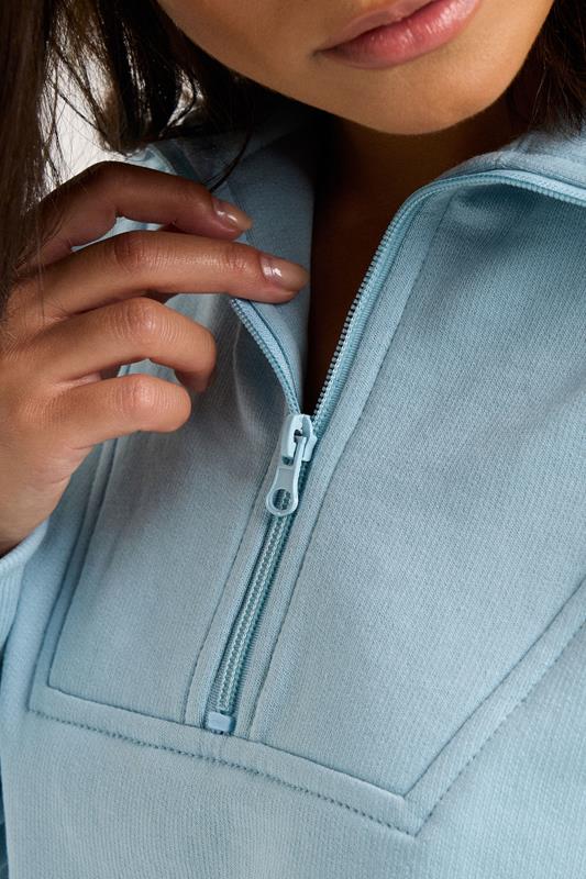 PixieGirl Petite Women's Light Blue Quarter Zip Sweatshirt | PixieGirl 4