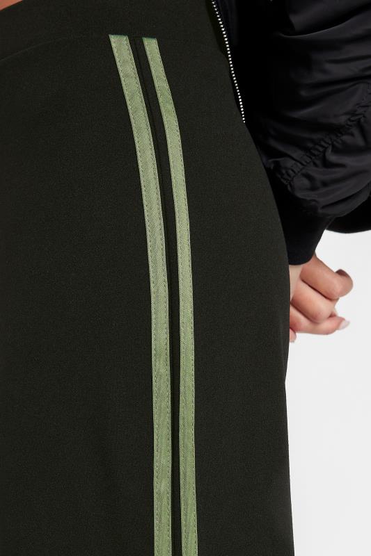 PixieGirl Black & Khaki Green Stripe Wide Leg Trousers | PixieGirl  4